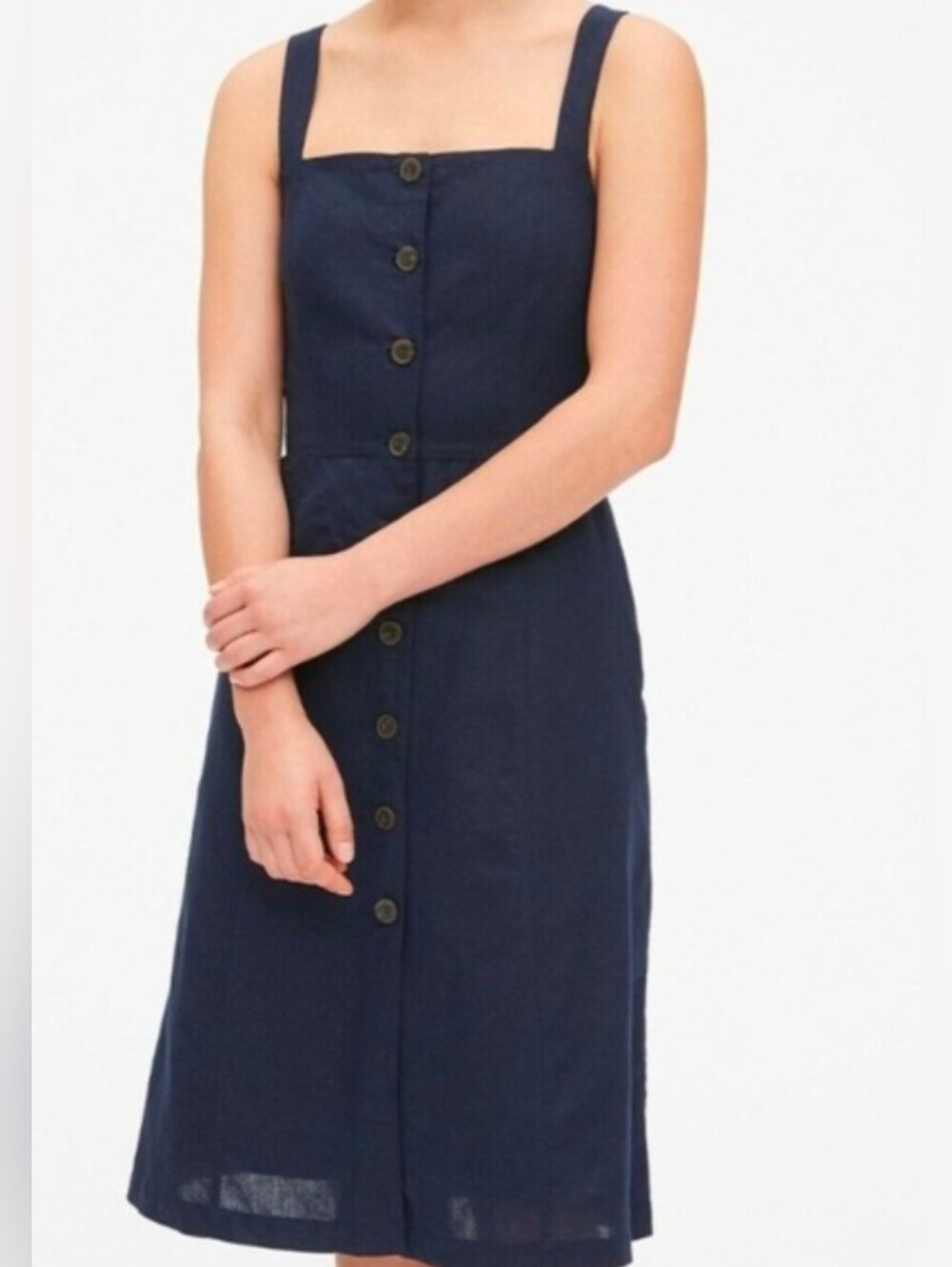 Gap Sz 2 100% Cotton Button Front Lined Midi Dress